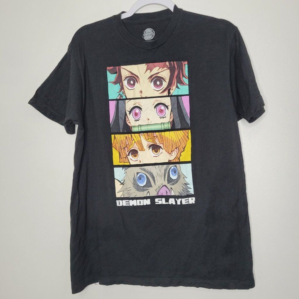Demon Slayer black short sleeve character graphic front size large